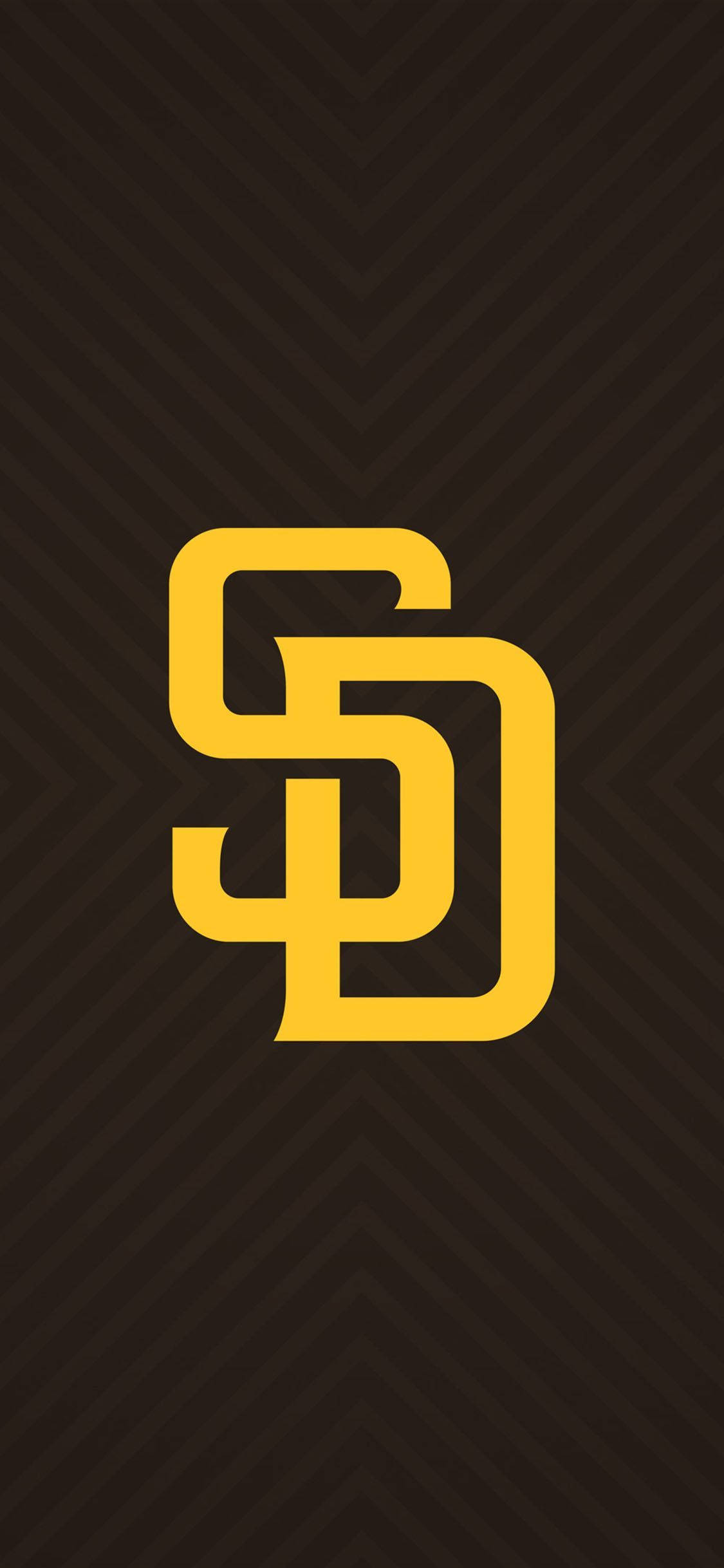 Padres 桌布 壁紙 — 大膽的黃色SD標誌居中於深棕色人字形圖案背景上。