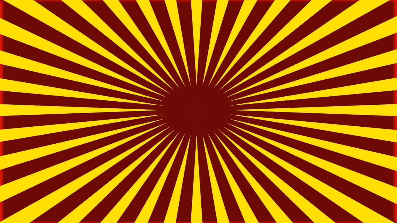Sunrays 桌布 壁紙 — 大膽的黃色和栗色光線從中央的深色圓圈中以高對比度的放射狀圖案迸發出來。