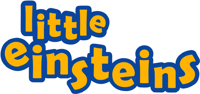 Blues Clues 桌布 壁紙 — 大膽的黃色和藍色「Little Einsteins」標誌，帶有俏皮的圓角字體，背景為黑色。
