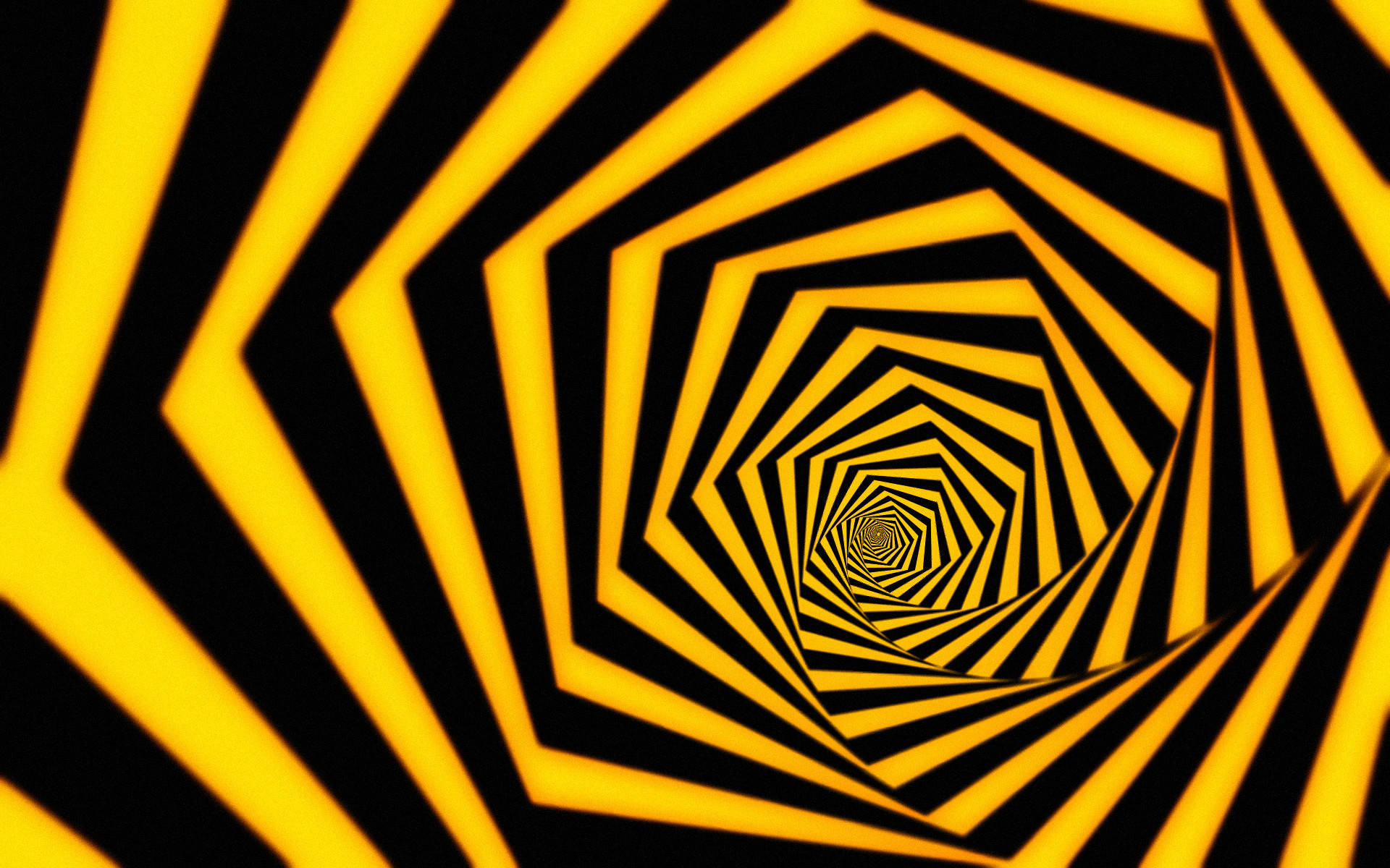 Hypnosis 桌布 壁紙 — 大膽的黃色和黑色條紋形成催眠螺旋，逐漸消失在消失點。