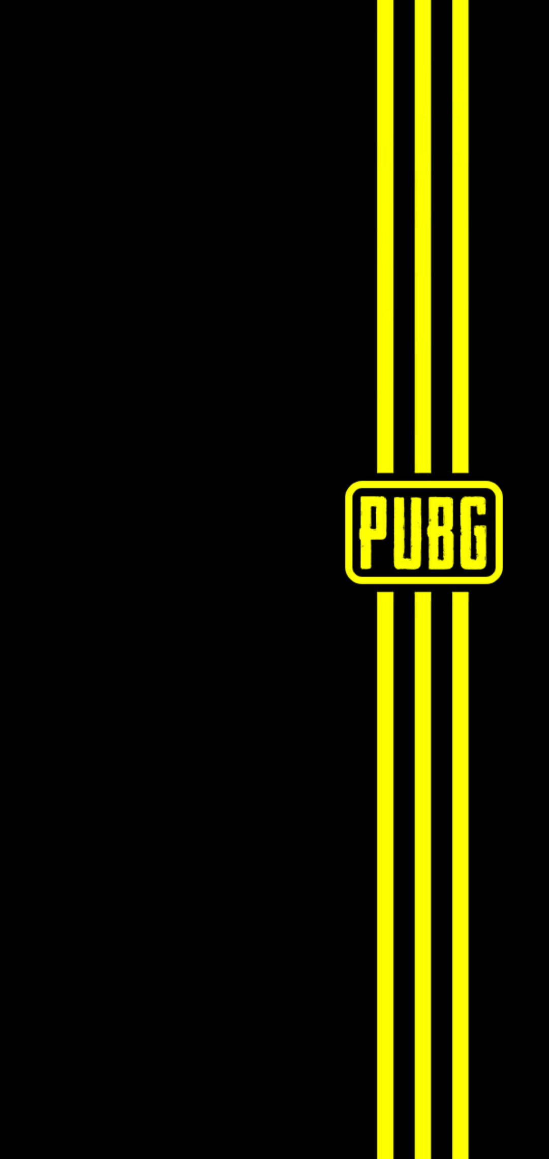 Pubg Logo 桌布 壁紙 — 大膽的黃色條紋和 PUBG 標誌居中在純黑色背景上。