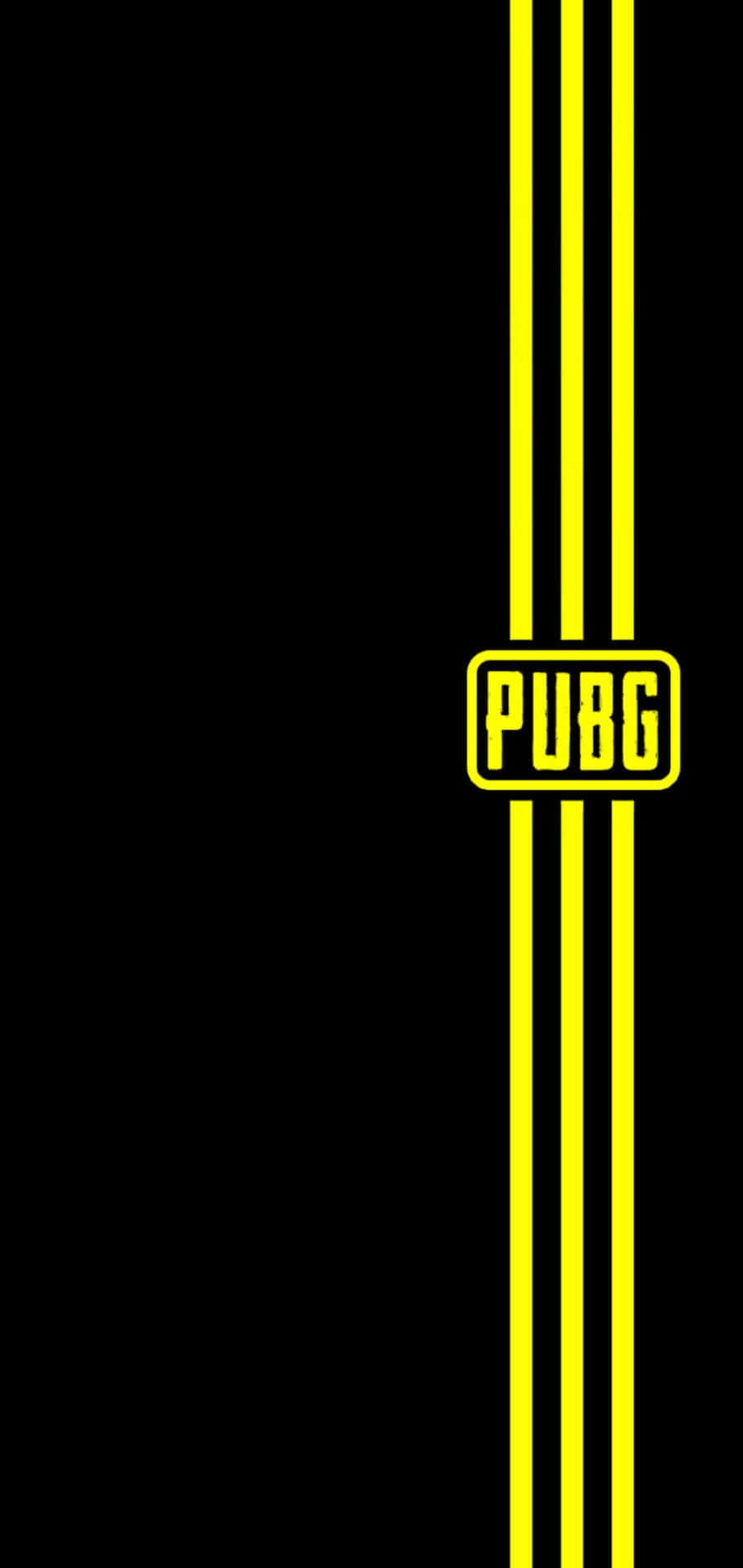 pubg mobile 桌布 壁紙 — 大膽的黃色條紋和PUBG標誌居中在純黑色背景上。
