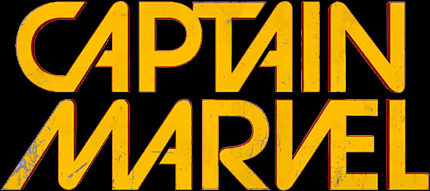 Marvel Logo 桌布 壁紙 — 大膽的黃色驚奇隊長標誌，帶有磨損紋理和紅色輪廓，背景為黑色。