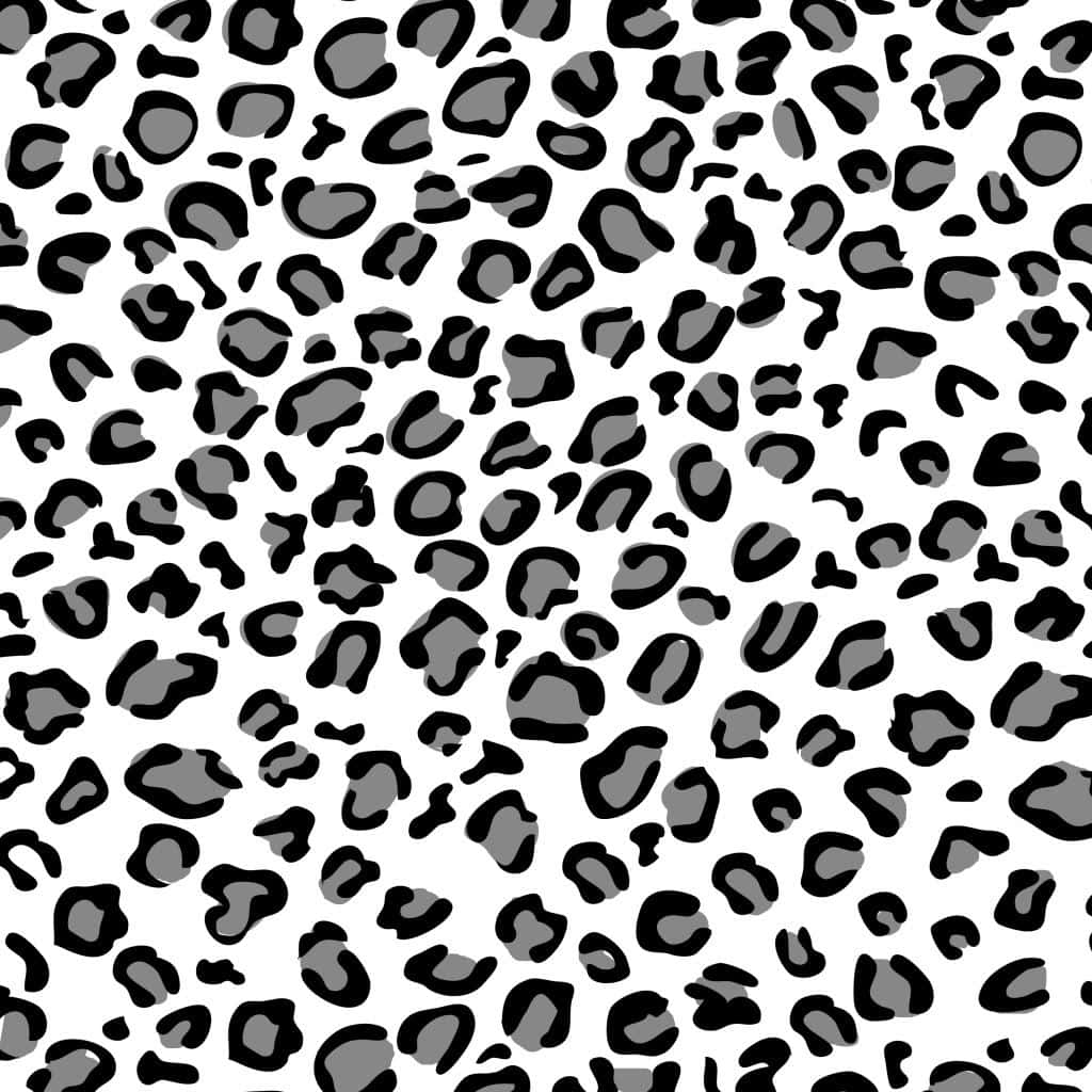 Leopard Pattern 桌布 壁紙 — 大膽的黑灰色豹紋斑點圖案在純白背景上無縫重複。