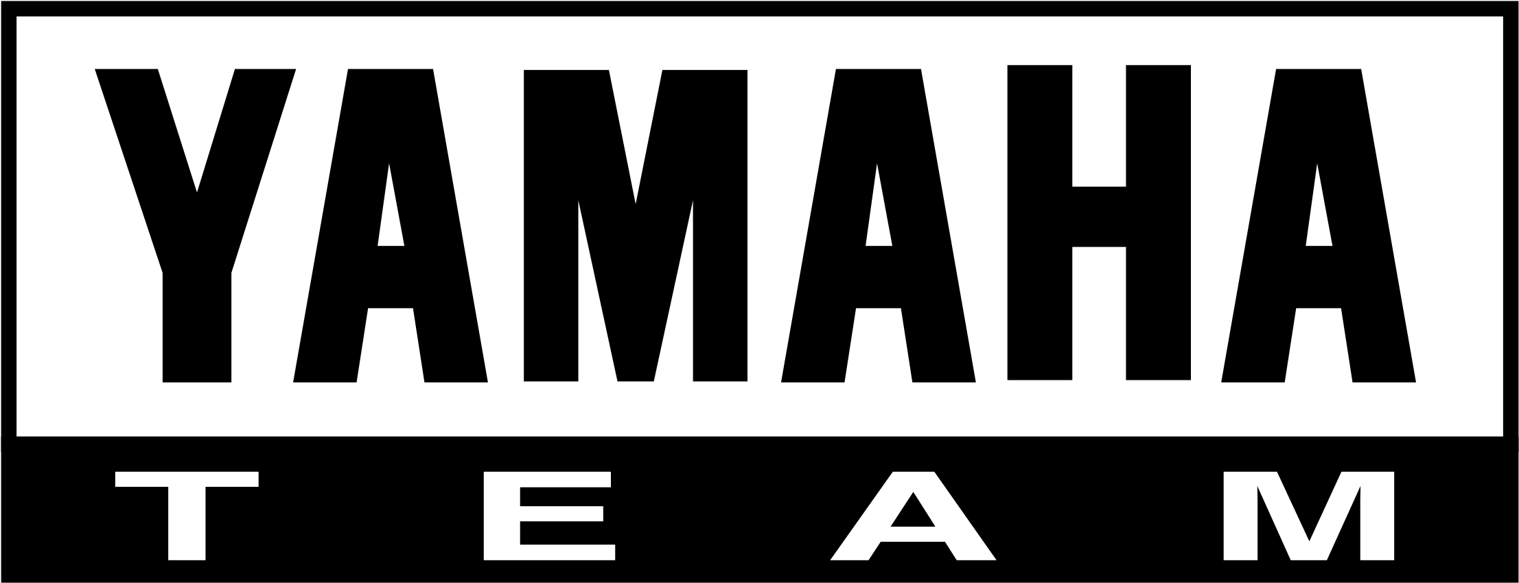 Yamaha Logo 桌布 壁紙 — 大膽的黑白Yamaha Team標誌，大寫無襯線文字位於對比色塊上。