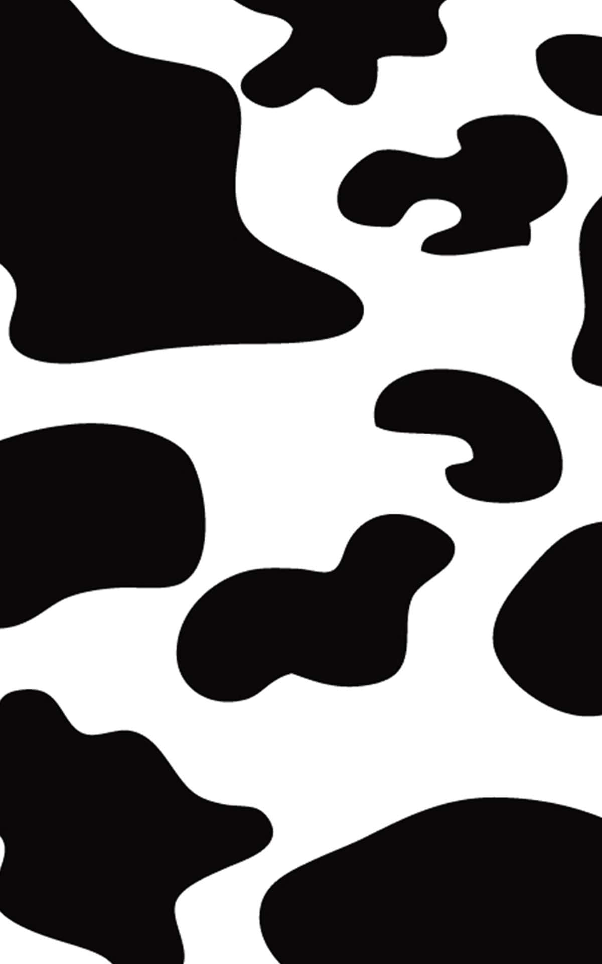 Aesthetic Cow 桌布 壁紙 — 大膽的黑白乳牛印花圖案，有機不規則形狀在乾淨的背景上。