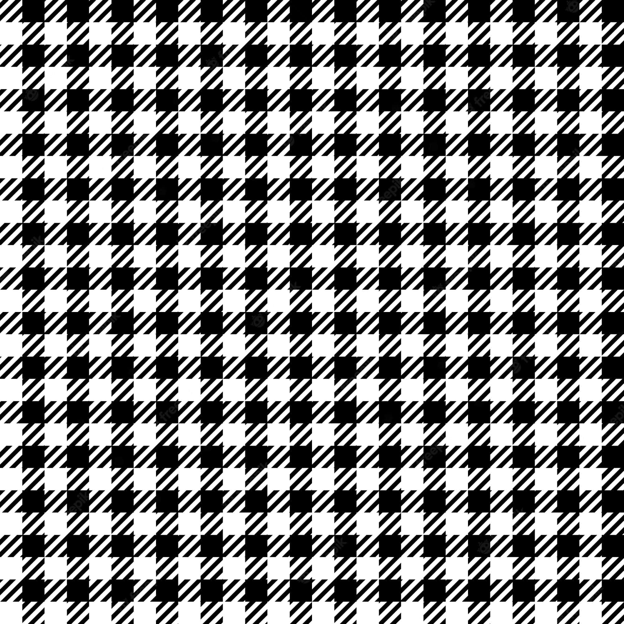 Black And White Texture 桌布 壁紙 — 大膽的黑白千鳥格圖案，交替方格中帶有對角線條紋。