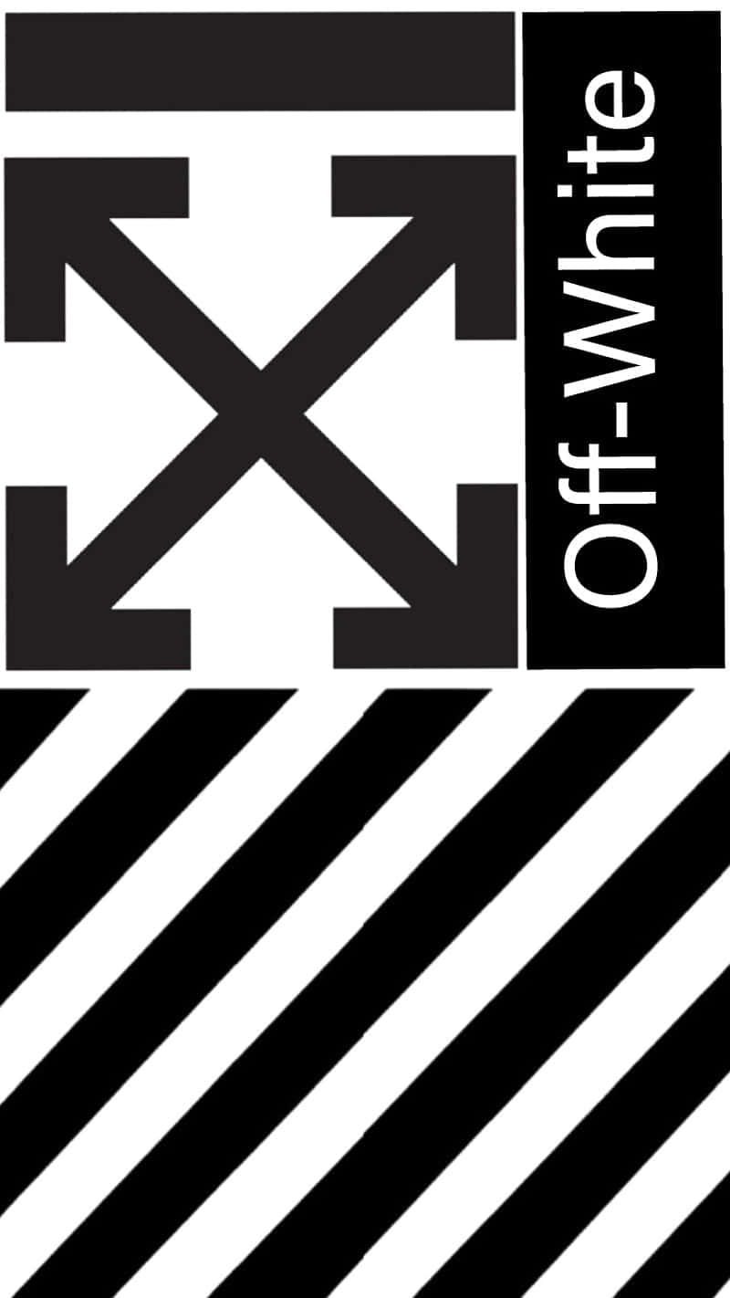 Off White iPhone 桌布 壁紙 — 大膽的黑白圖形，帶有 Off-White 標誌、對角線條和交叉箭頭。