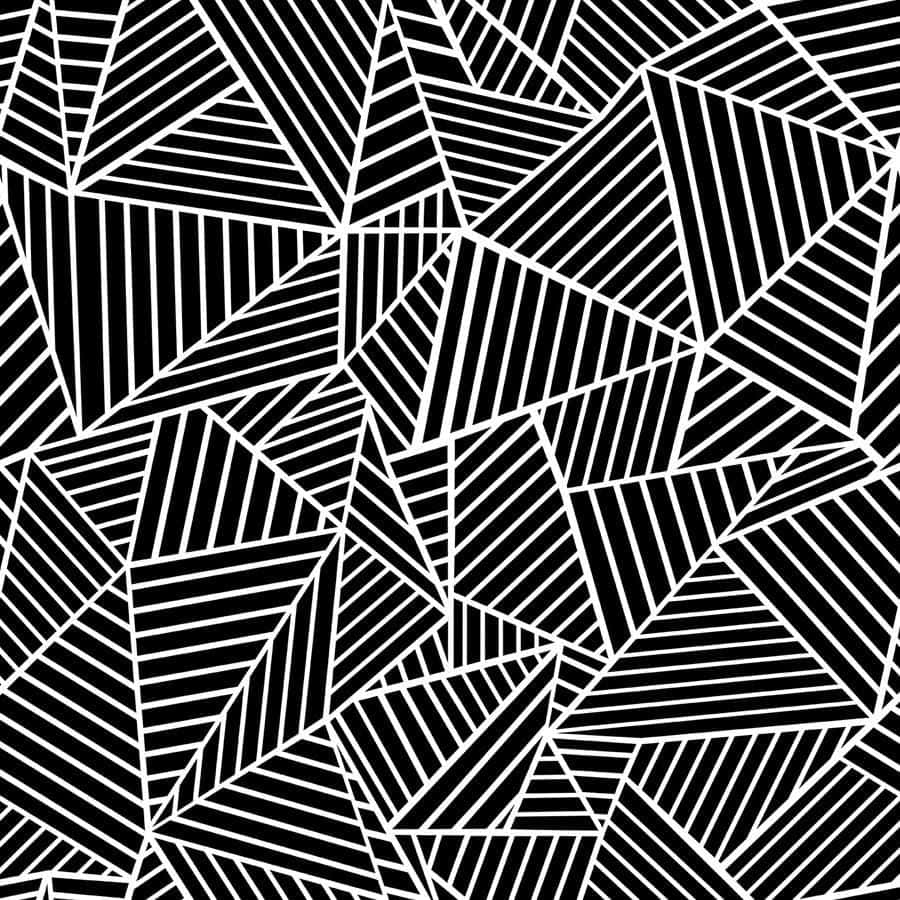 Geometric 桌布 壁紙 — 大膽的黑白抽象圖案，由交叉的對角線形成幾何葉狀形狀。