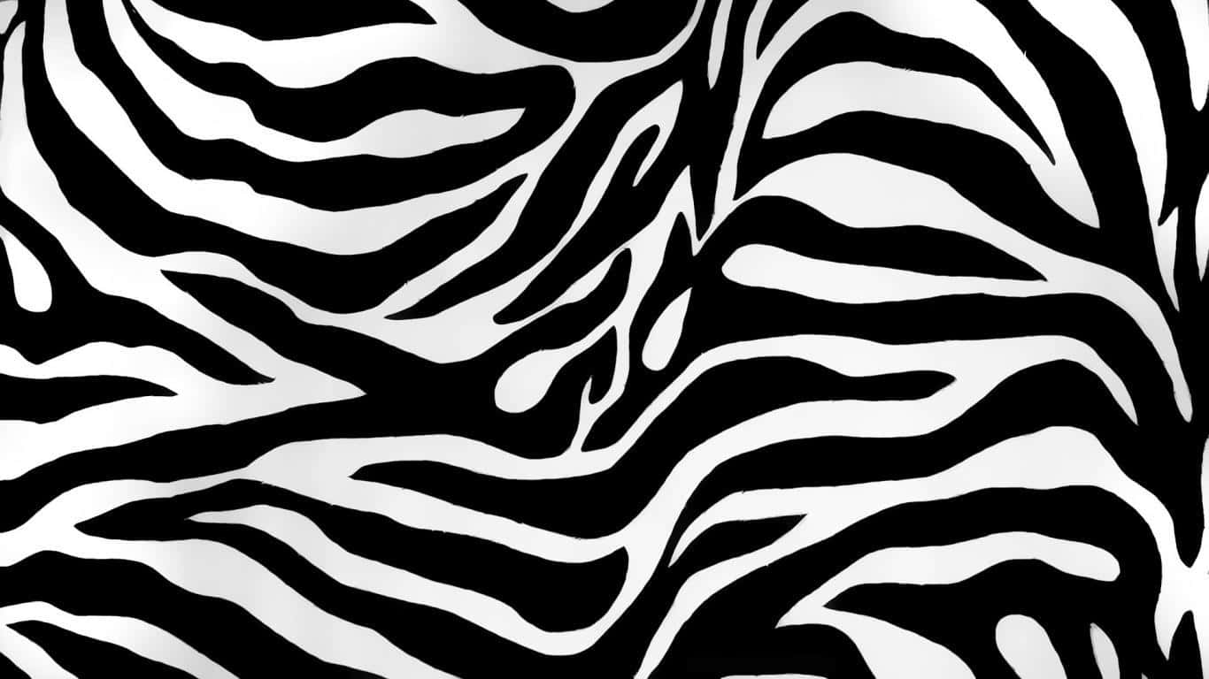 Animal Print 桌布 壁紙 — 大膽的黑白斑馬條紋圖案以強烈對比和有機曲線動態地流過畫面。