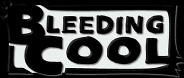 Cool Logo 桌布 壁紙 — 大膽的黑白標誌，在深色背景上以風格化的粗體字母顯示「BLEEDING COOL」字樣。