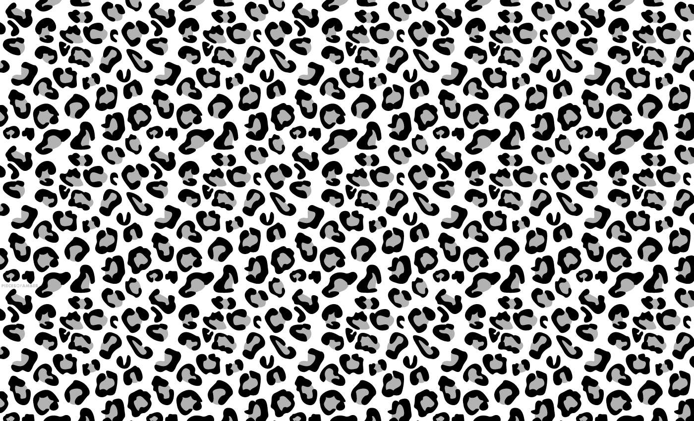 Black And White Animal Print 桌布 壁紙 — 大膽的黑白豹紋圖案，在潔白背景上帶有不規則斑點。