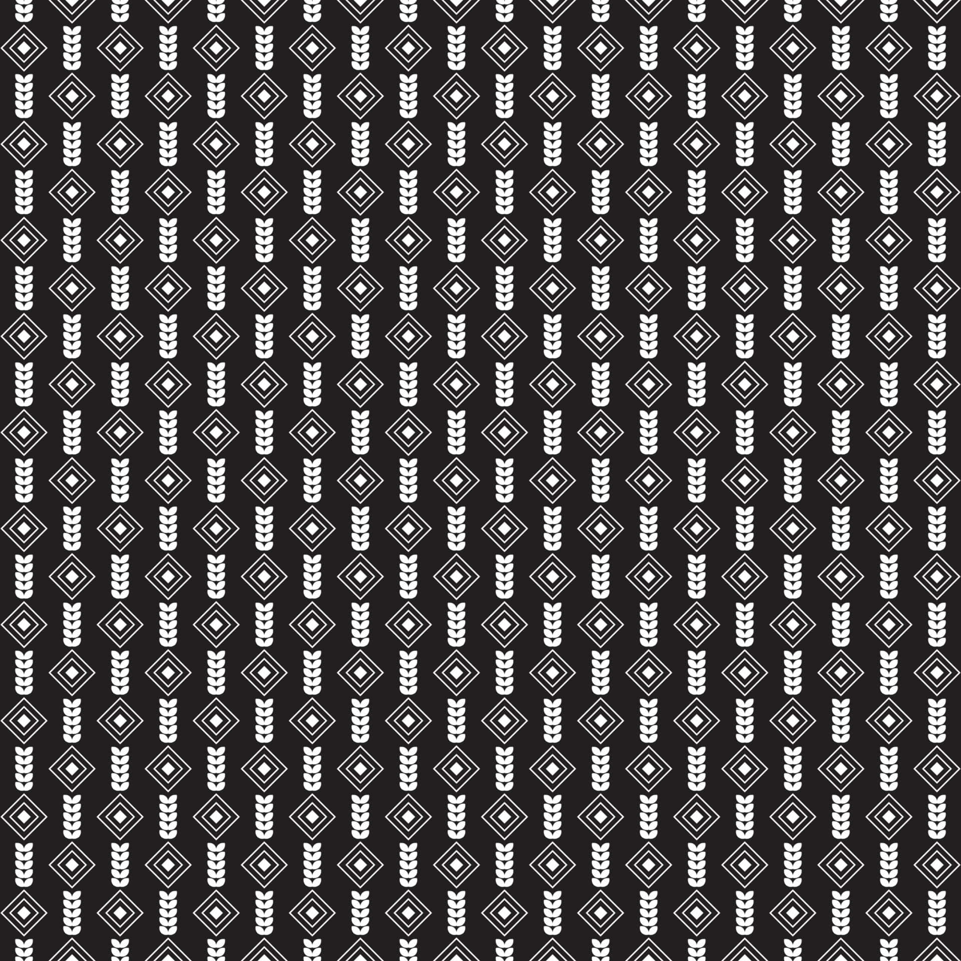 Geometric Pattern 桌布 壁紙 — 大膽的黑白重複圖案，以鑽石和小麥圖案創造出引人注目的幾何壁紙設計。