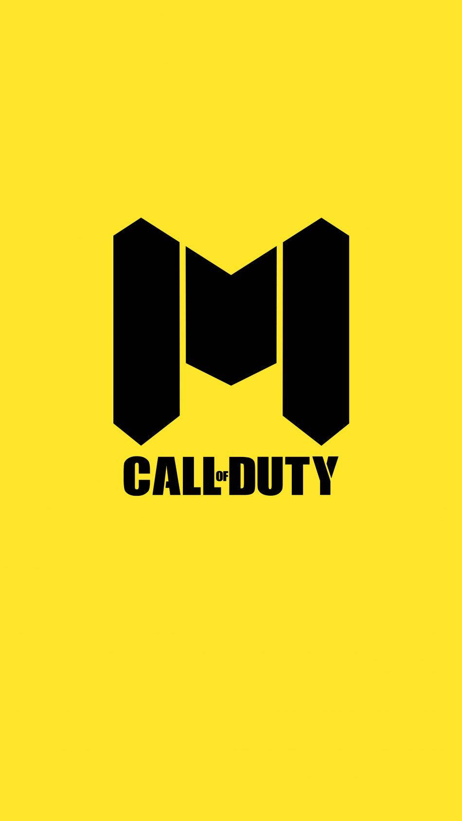 Call 桌布 壁紙 — 大膽的黑色 Call of Duty 標誌居中於鮮黃色背景上，設計簡潔極簡。