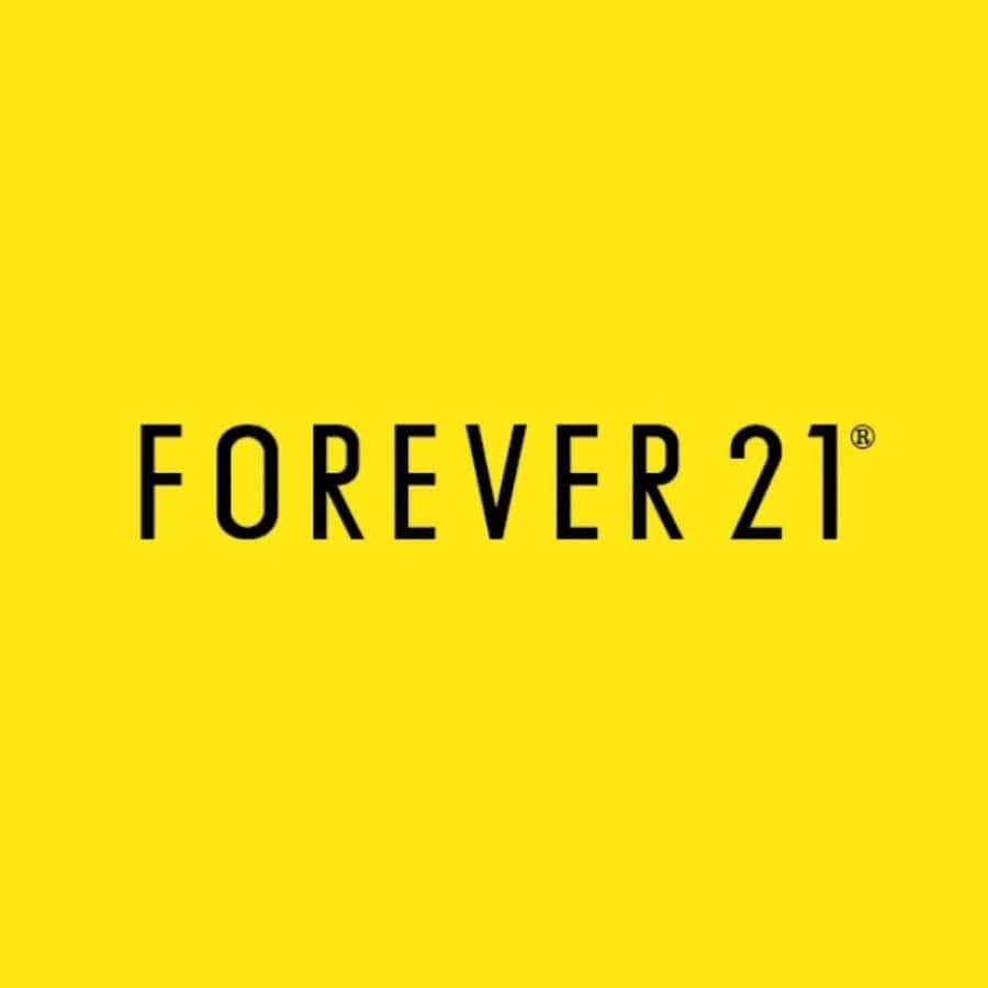 永遠21 桌布 壁紙 — 大膽的黑色 Forever 21 標誌居中在鮮豔的黃色背景上。