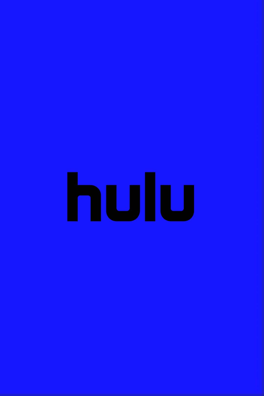 Hulu 桌布 壁紙 — 大膽的黑色 Hulu 標誌居中在充滿活力的皇家藍色背景上。
