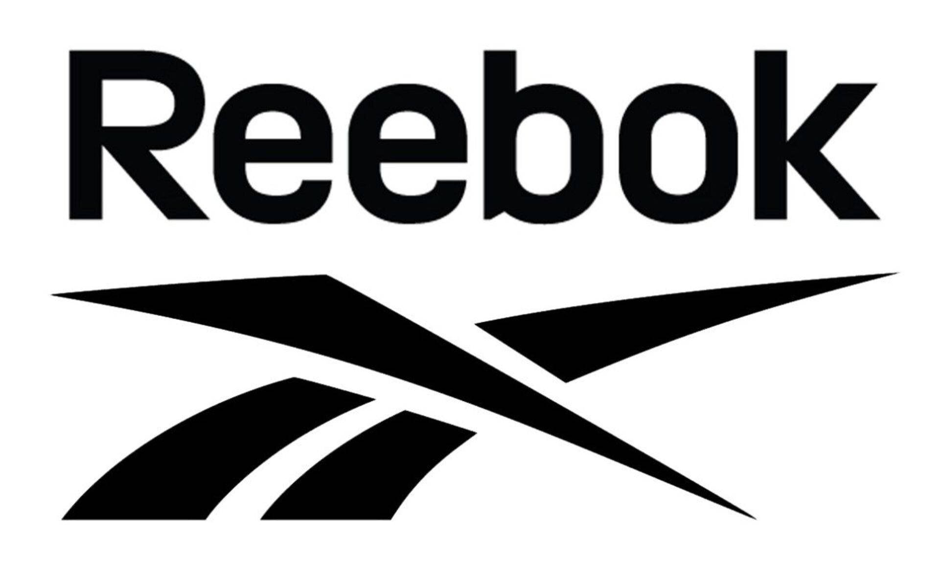 Reebok 桌布 壁紙 — 大膽的黑色 Reebok 標誌，帶有標誌性向量勾號，位於純白背景上。