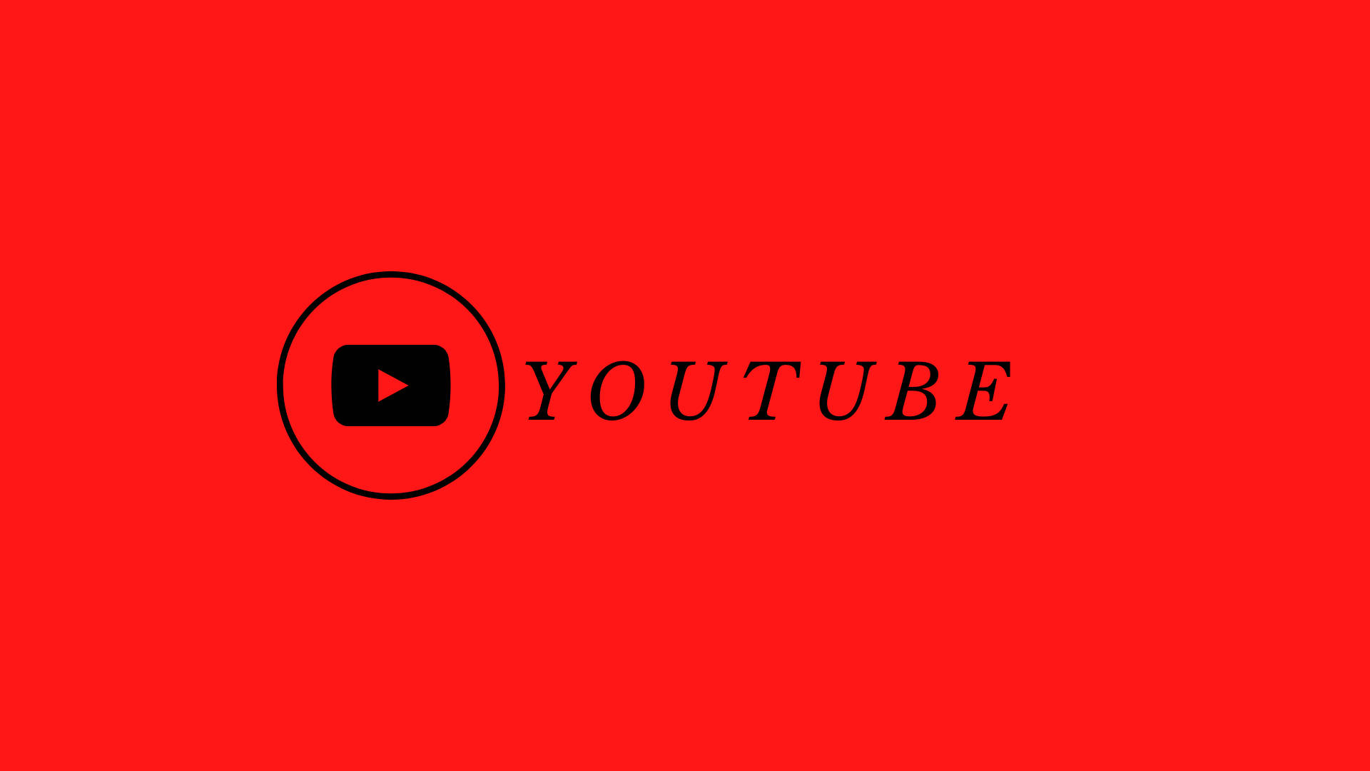 YouTube 標誌 桌布 壁紙 — 大膽的黑色 YouTube 標誌居中於鮮豔的紅色背景上，採用簡潔的極簡設計。