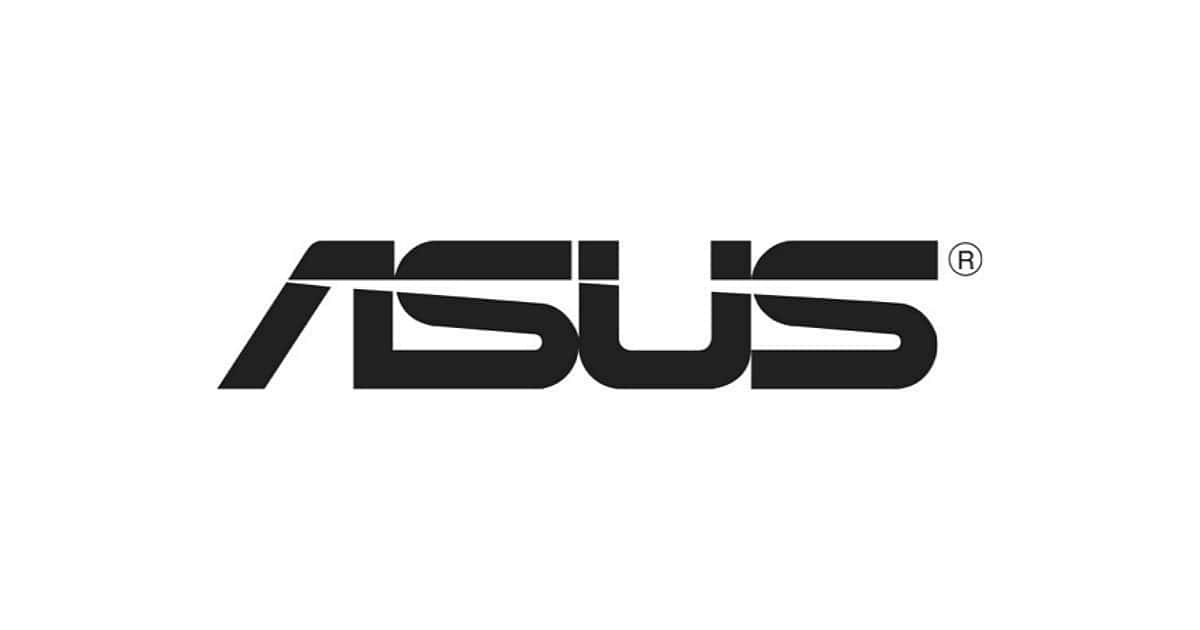 ASUS 桌布 壁紙 — 大膽的黑色ASUS標誌居中於乾淨的白色背景上，帶有銳利的幾何字體。