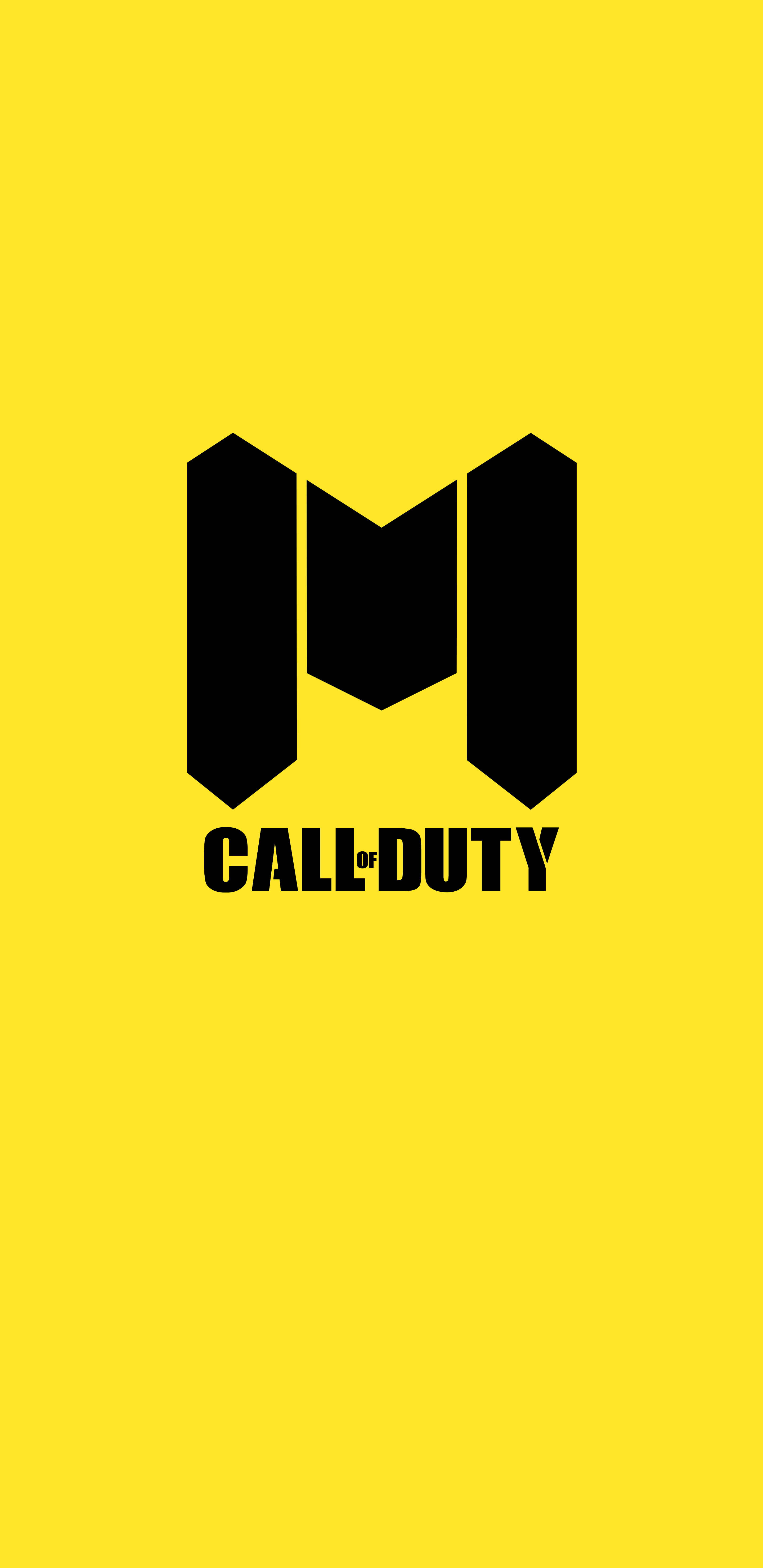 決勝時刻M 標誌 桌布 壁紙 — 大膽的黑色Call of Duty標誌居中於鮮黃色背景上。