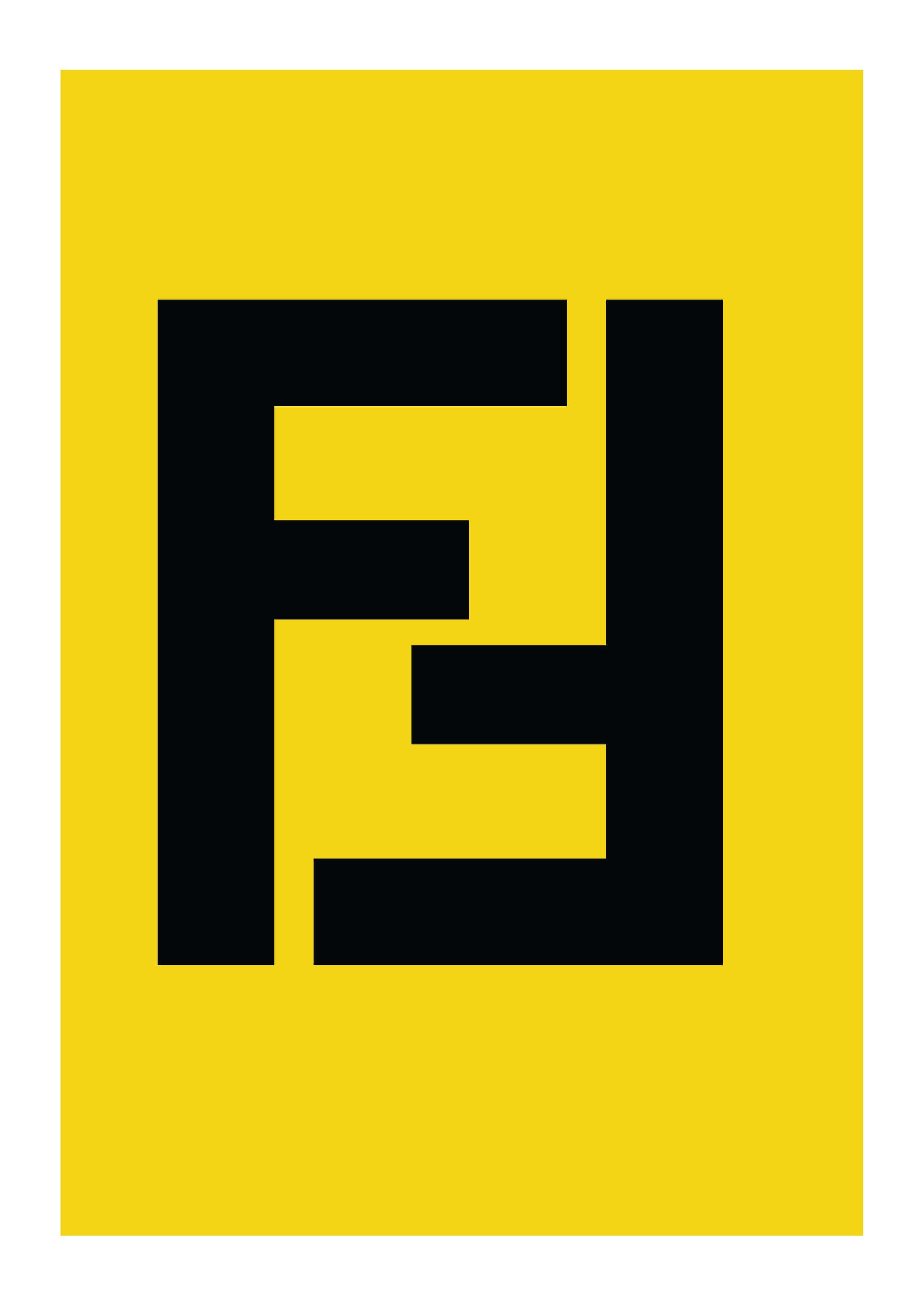 Fendi 桌布 壁紙 — 大膽的黑色Fendi標誌在極簡圖形設計的鮮黃色背景上脫穎而出。