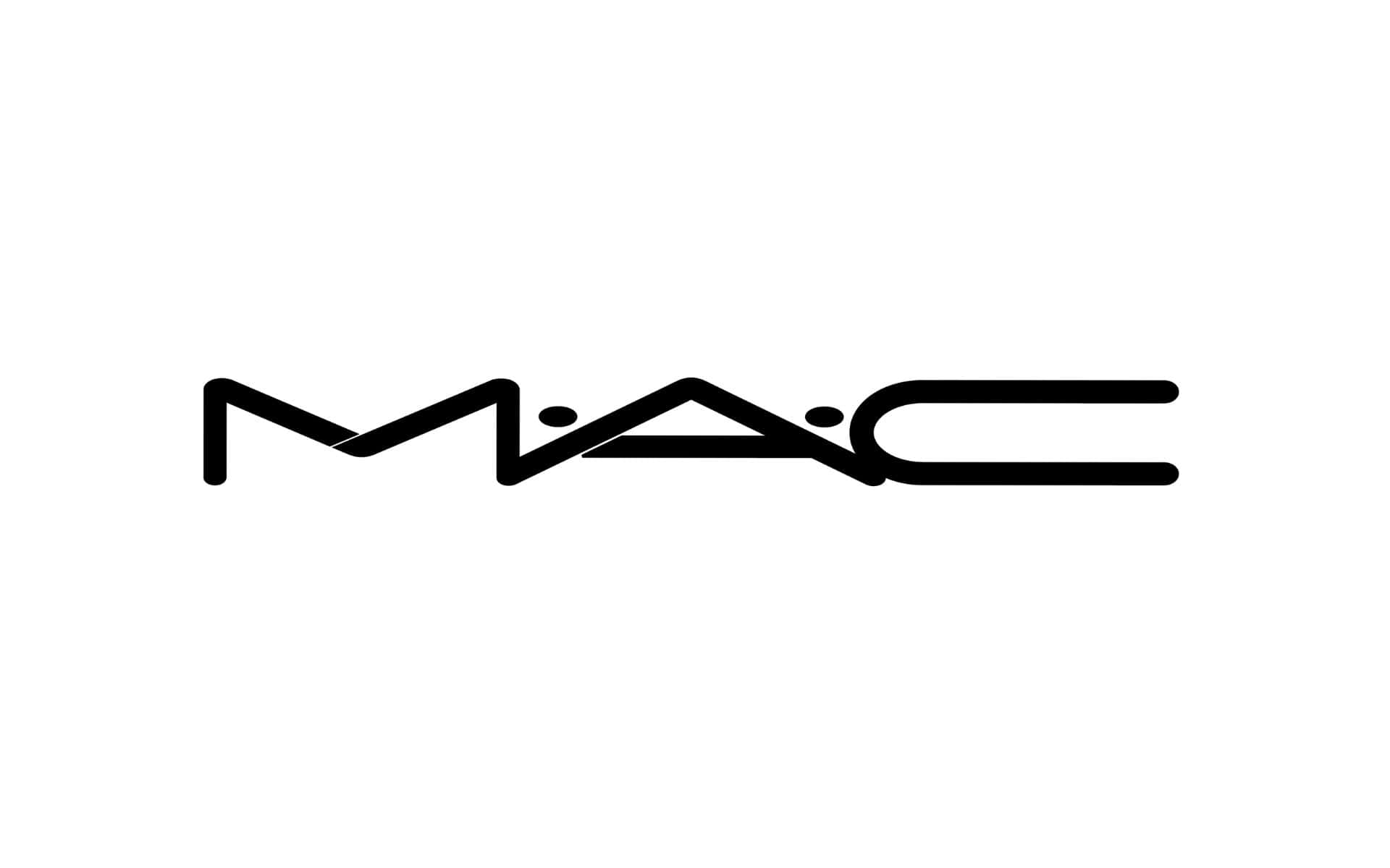 Mac Cosmetics 桌布 壁紙 — 大膽的黑色MAC標誌居中於純白背景，線條簡潔極簡。