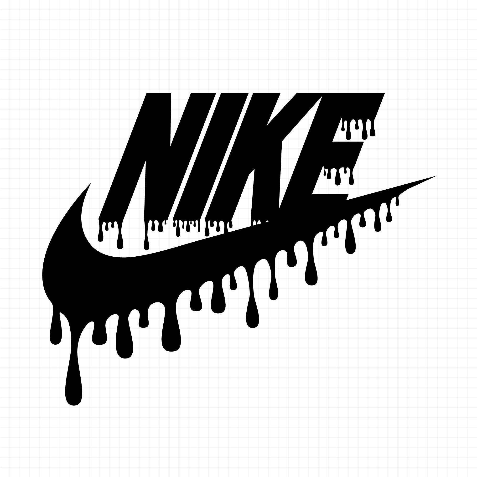 Nike 桌布 壁紙 — 大膽的黑色Nike標誌，在純白背景上帶有滴漆效果。