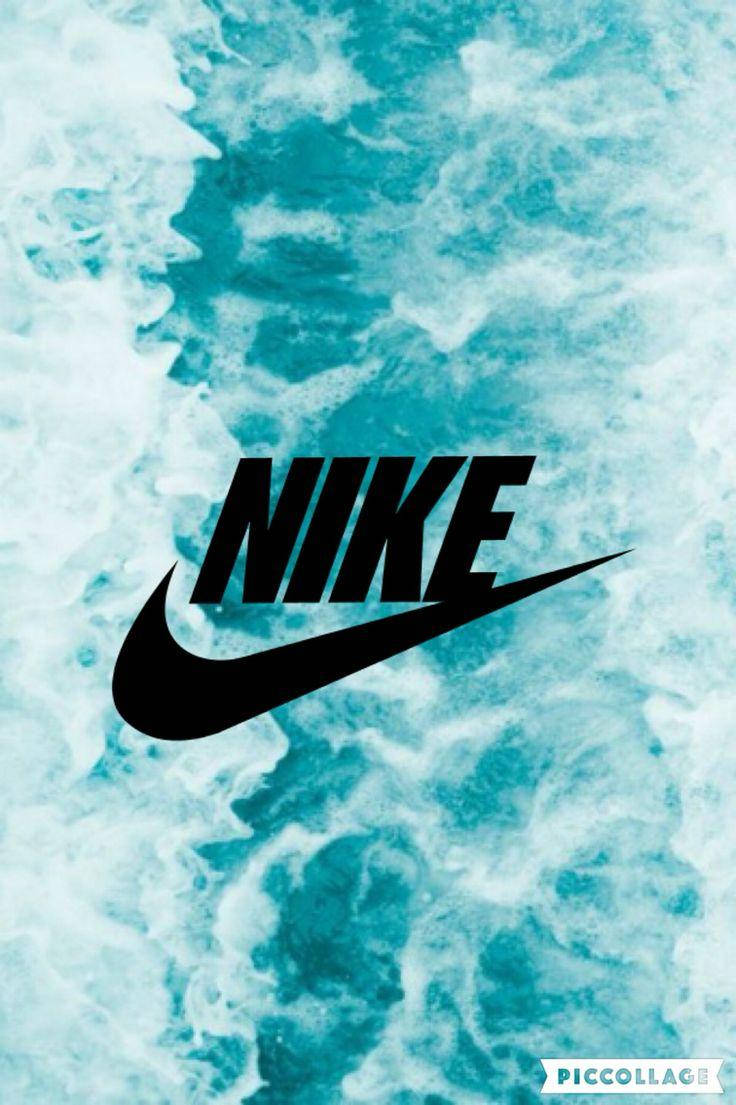 Nike iPhone 桌布 壁紙 — 大膽的黑色Nike標誌置於有紋理的藍綠色和白色水彩潑濺背景中央。