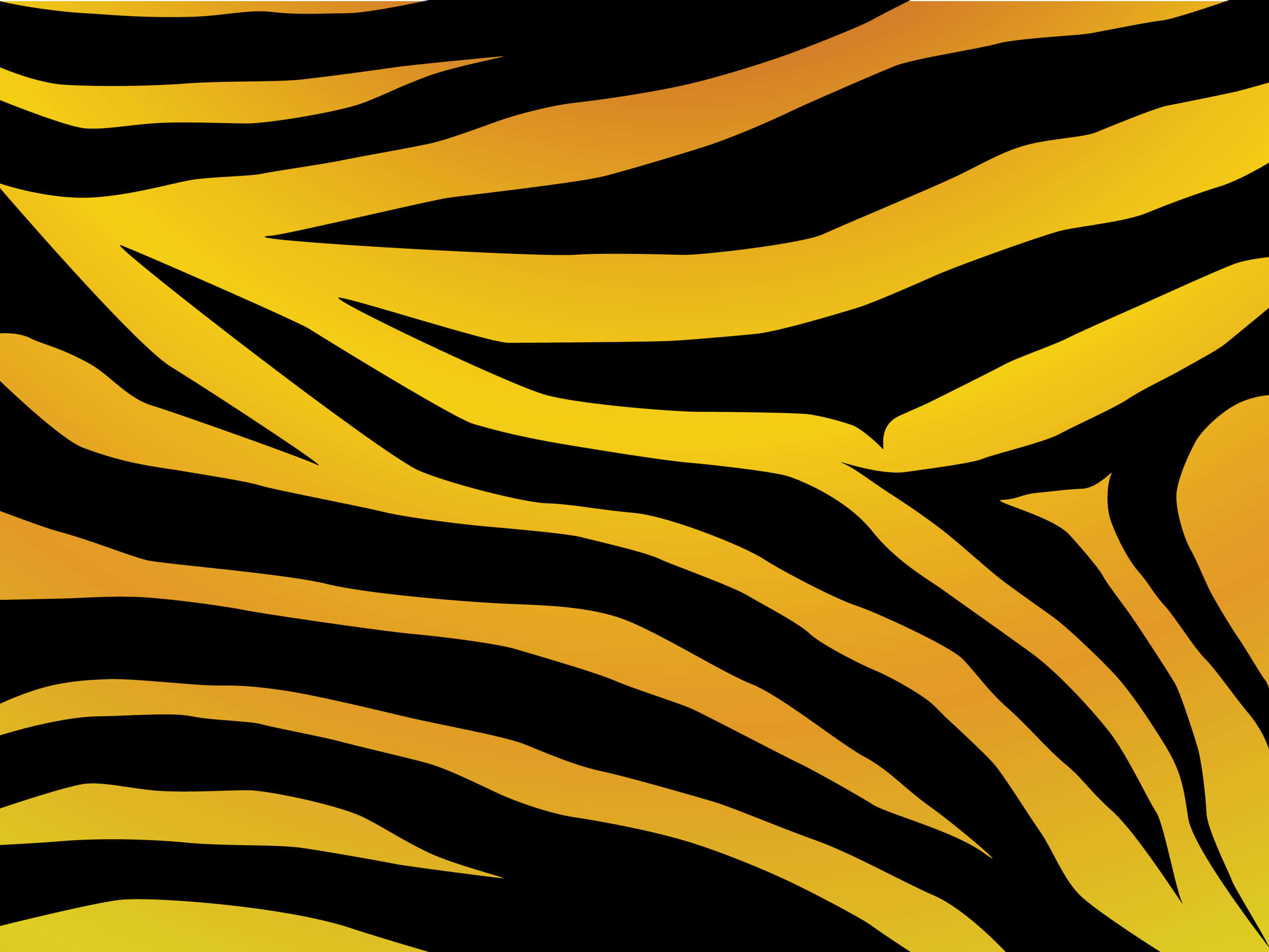 Animal Print 桌布 壁紙 — 大膽的黑色和金色虎紋圖案動態地流過整個畫面。