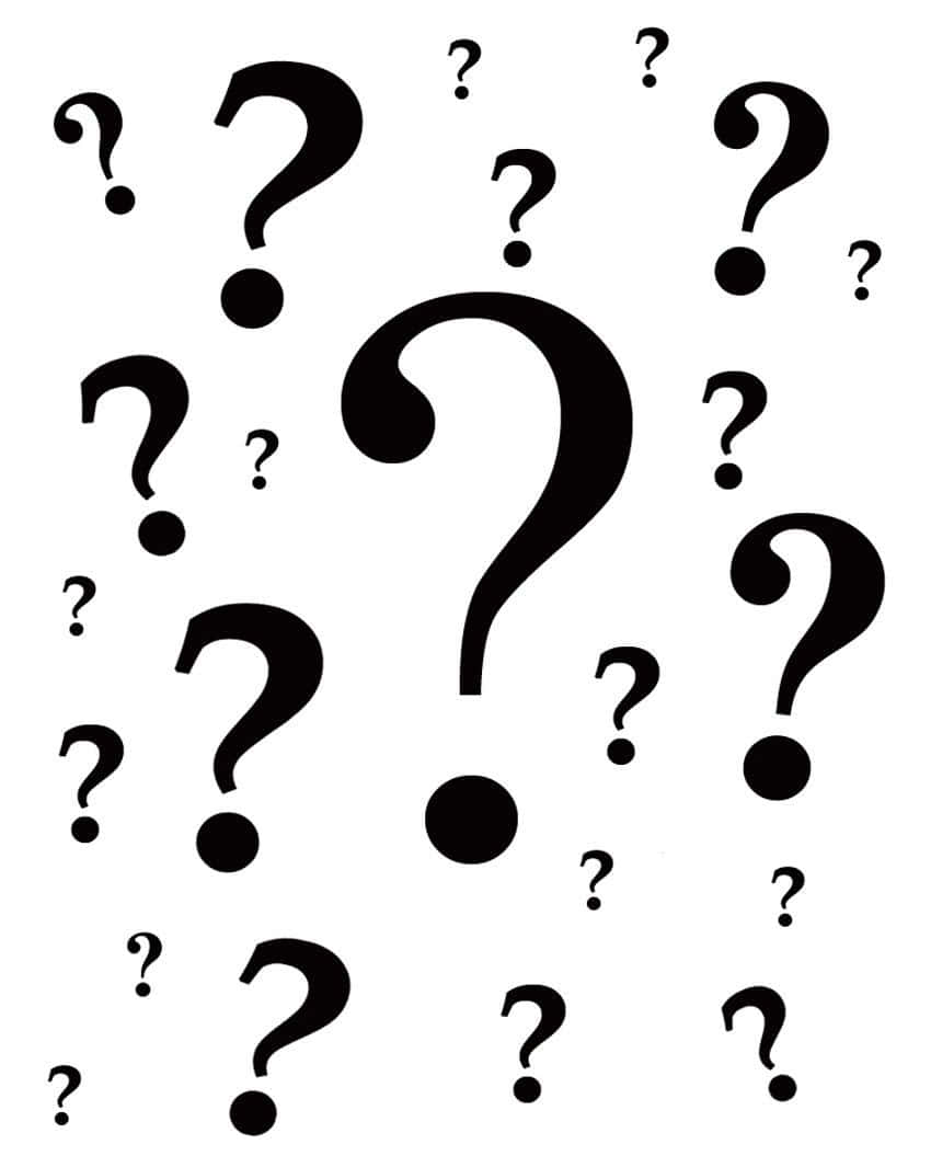 Question Mark 桌布 壁紙 — 大膽的黑色問號散落在純白色背景上的圖案。