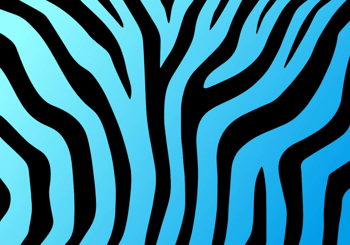 Zebra 桌布 壁紙 — 大膽的黑色條紋在漸變藍色背景上彎曲，形成風格化的斑馬圖案。