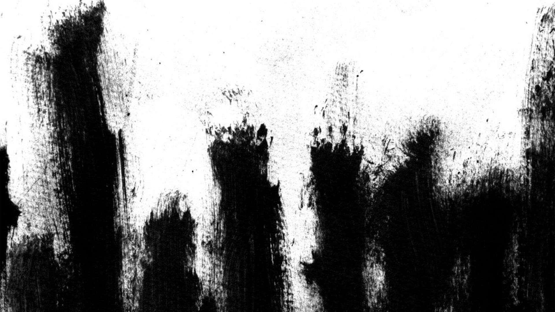 Album Cover 桌布 壁紙 — 大膽的黑色筆觸在純白畫布上劃過，營造出原始的抽象紋理。