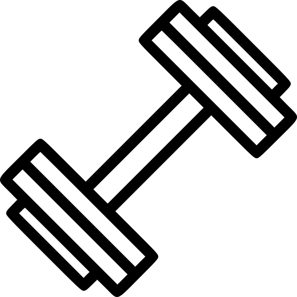 Fitness 桌布 壁紙 — 大膽的黑色線條藝術，啞鈴孤立在白色背景上，帶有乾淨的幾何形狀。