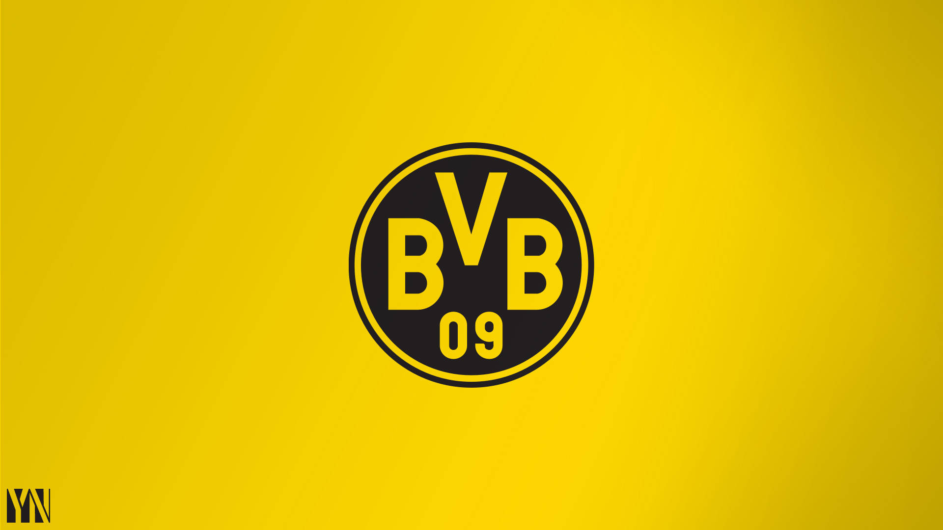 Dortmund 桌布 壁紙 — 大膽的黑黃色多特蒙德標誌居中在充滿活力的漸變黃色背景上。