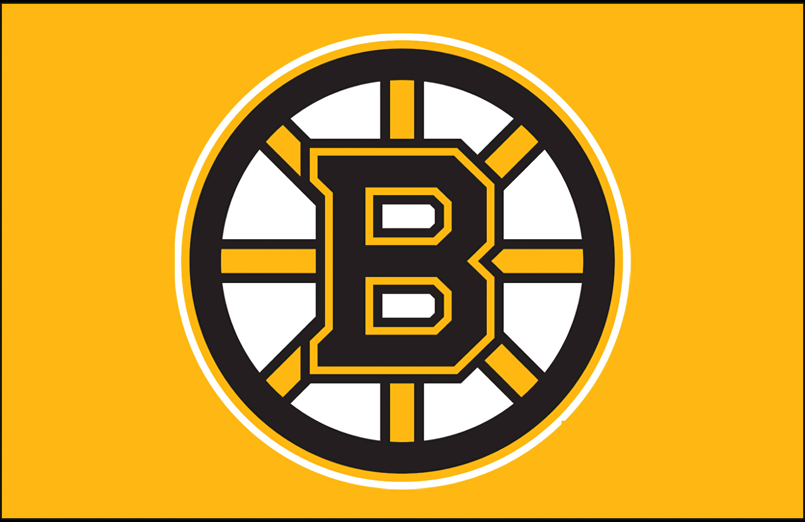 bruins 桌布 壁紙 — 大膽的黑黃色波士頓棕熊隊標誌居中在鮮豔的橙色背景上。