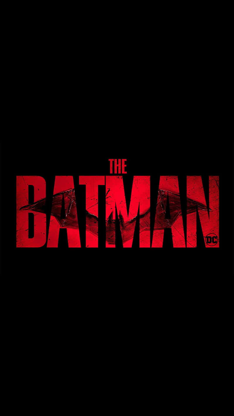 桌布 壁紙 — 大膽紅色 'THE BATMAN' 標題，字母中嵌入蝙蝠標誌，背景為純黑色。