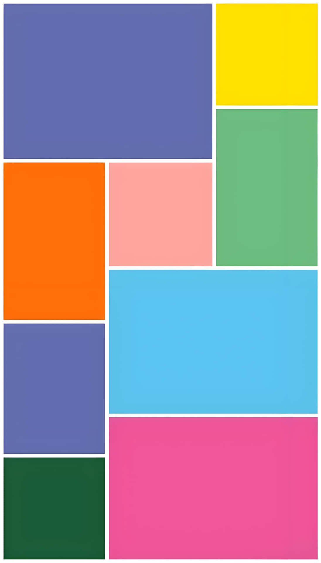 Color Block Collage: Minimalist Geometric Wallpaper 壁紙 — 大膽色彩長方形以動態網格排列的現代抽象構圖。