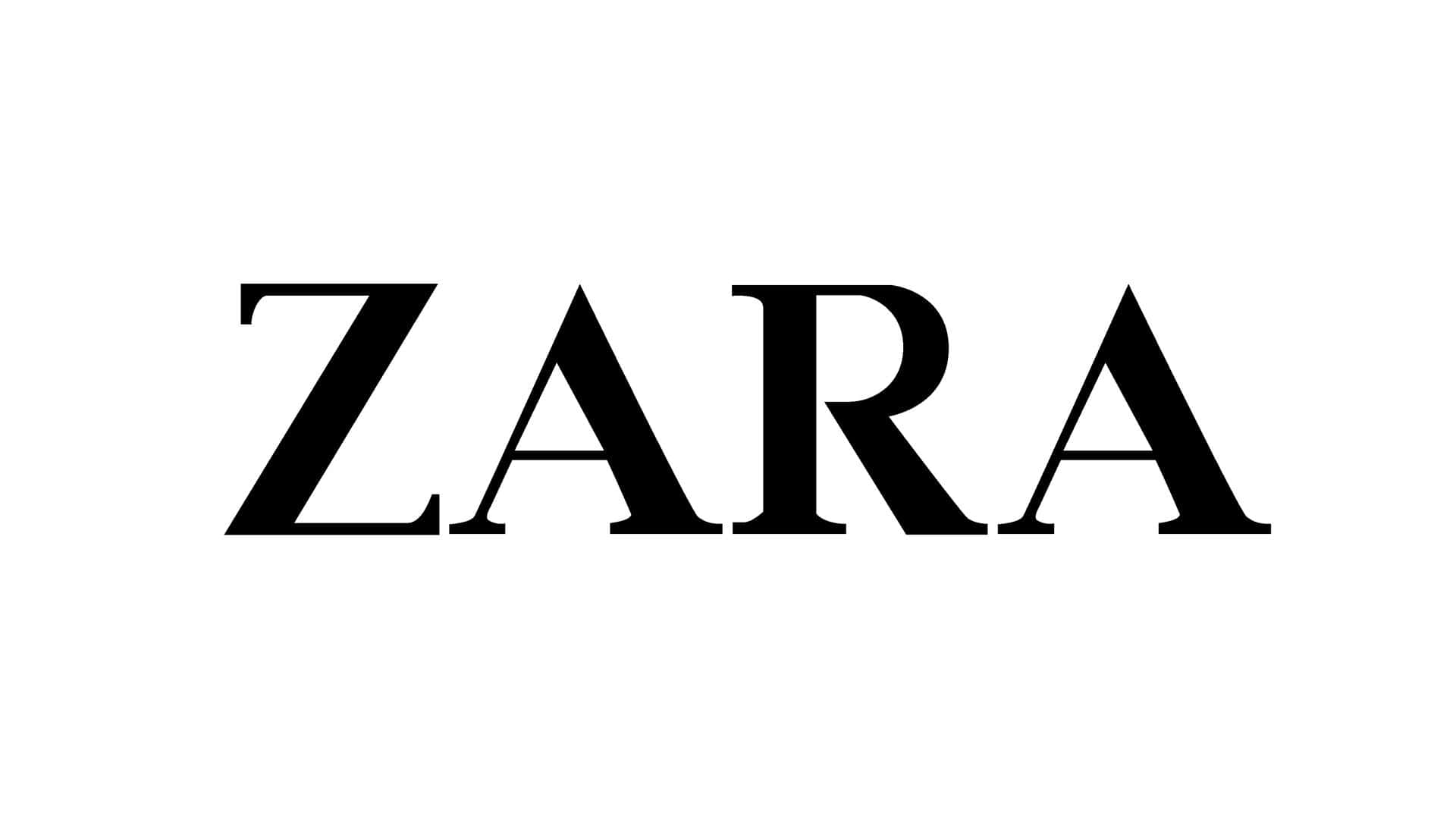 Zara 桌布 壁紙 — 大膽黑色ZARA標誌居中於簡潔白色背景上，採用極簡字體設計。