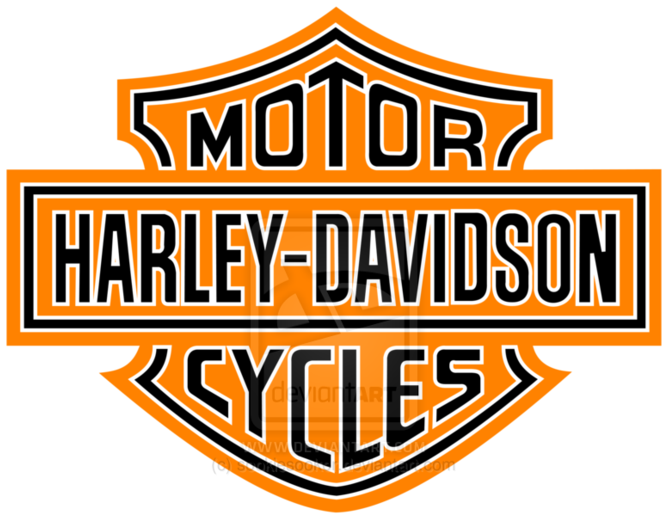哈雷戴維森標誌 桌布 壁紙 — 大膽黑色和橙色的Harley-Davidson標誌，在純黑背景上。