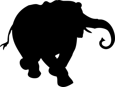 大象剪影在日落時分 壁紙
