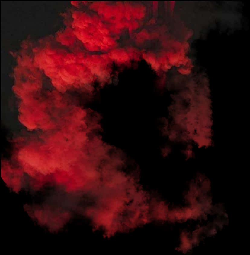 Red Smoke Effect 桌布 壁紙 — 大量深紅色煙霧在漆黑虛空中翻騰，營造出戲劇性且強烈的視覺對比。