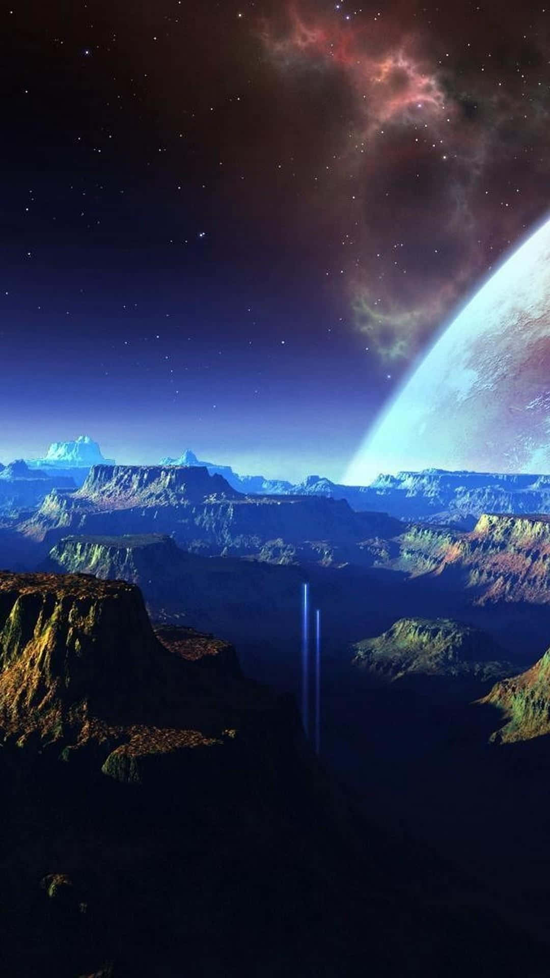天空中一顆行星，背景有一顆星星 壁紙