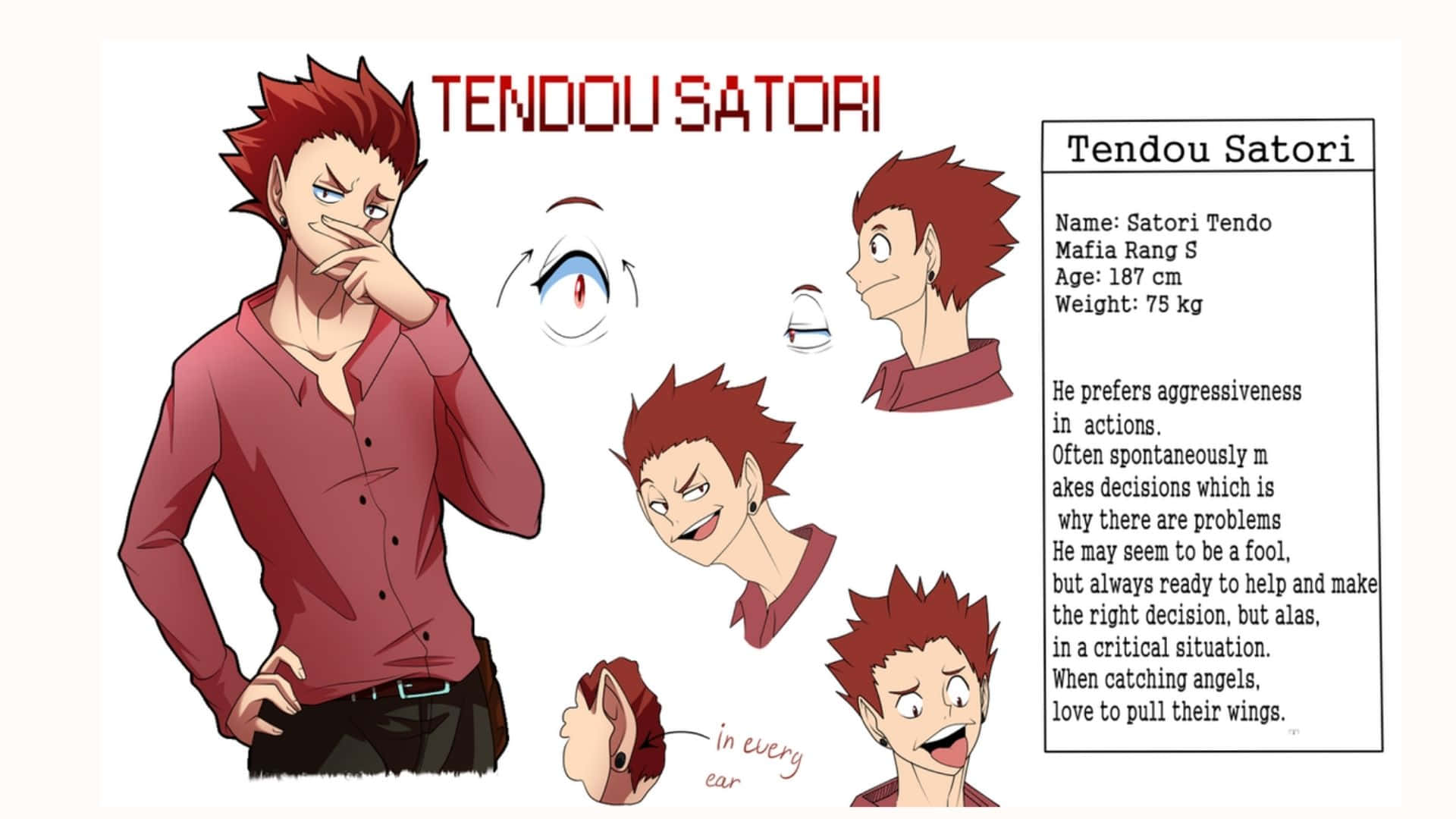 Tendo Satori 桌布 壁紙 — 天童覺的動畫角色設計表，包含多種富有表現力的姿勢和詳細的面部表情。