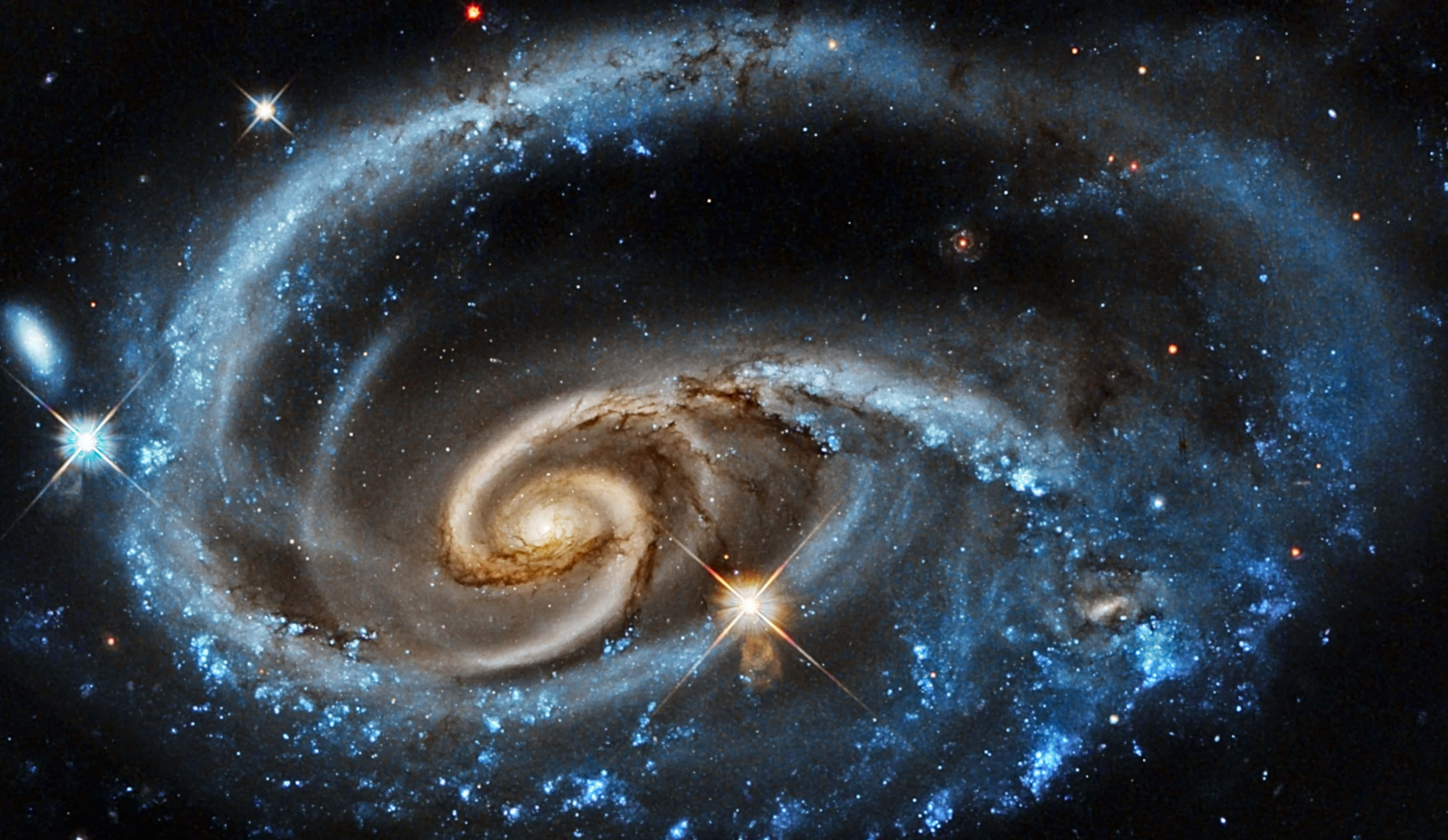 太空中的螺旋星系與星星 壁紙