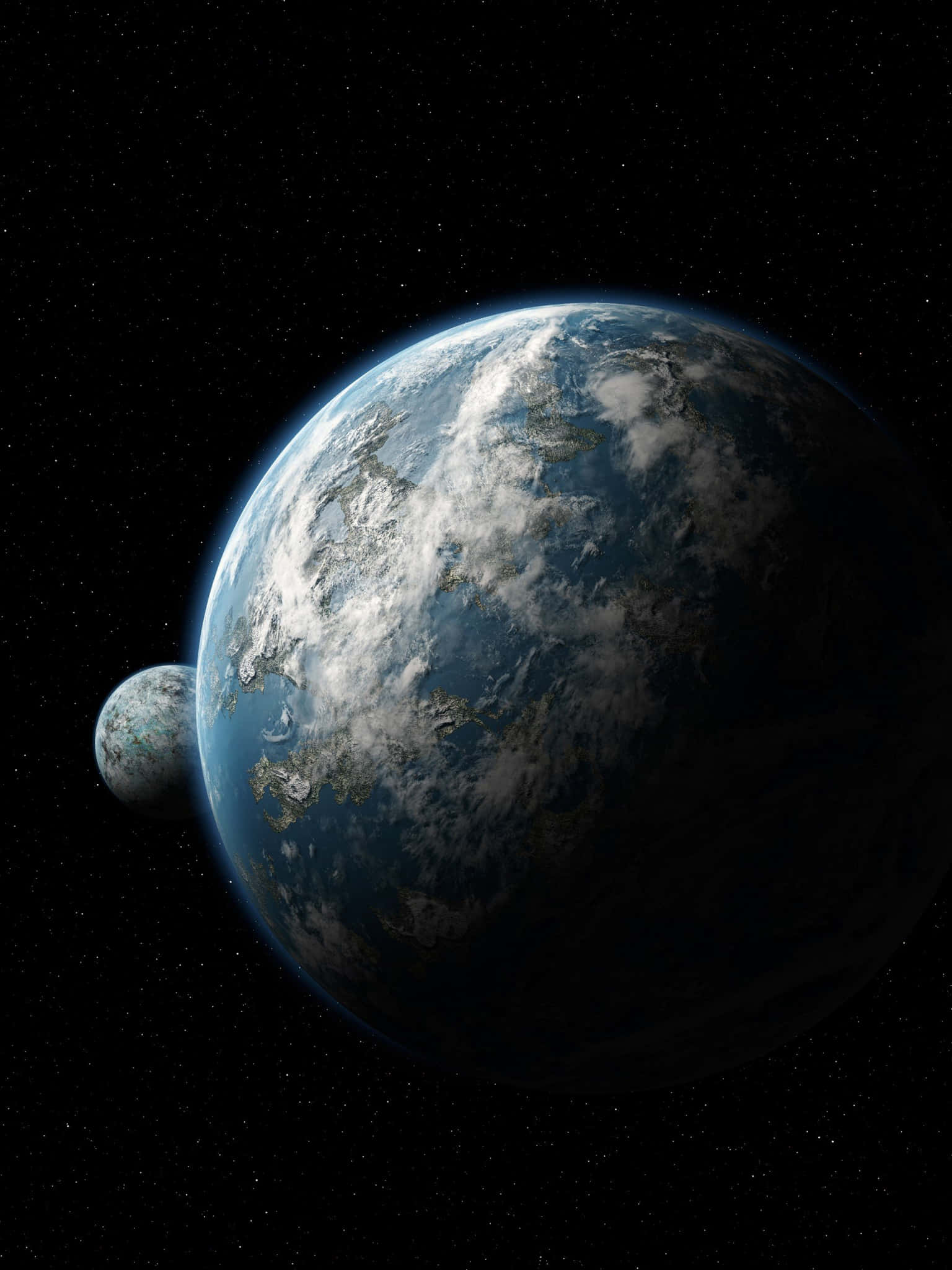 太空中的行星與月球 壁紙