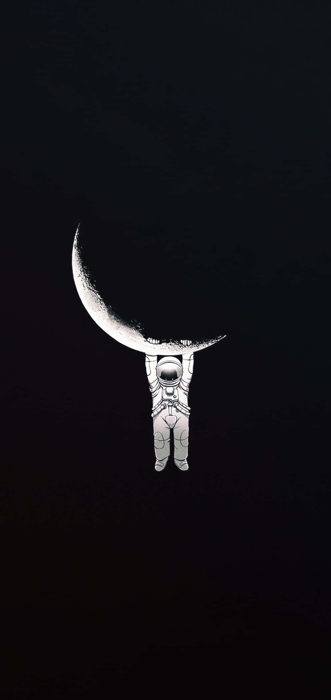 太空人手中握著一顆月球 壁紙