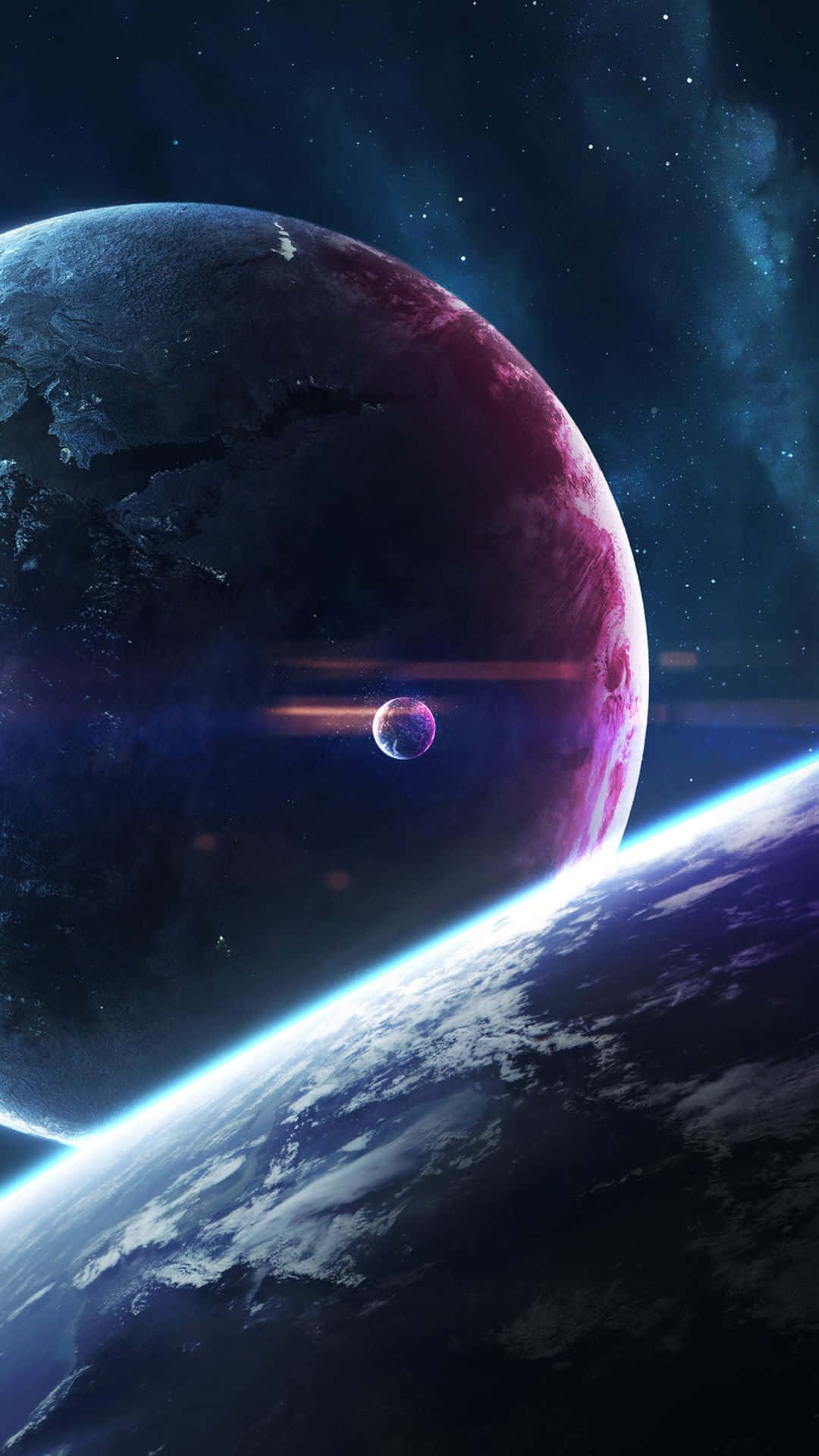 太空船與背景中的行星 壁紙