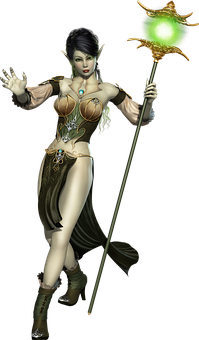 奇幻_精靈_女巫師_持法杖 壁紙