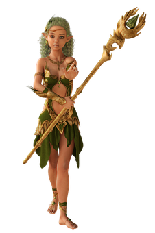 奇幻_精靈_女性_持法杖 壁紙