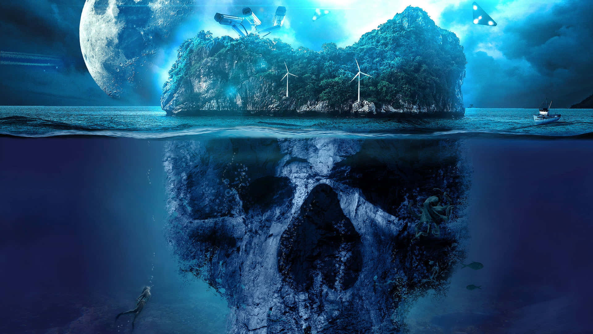 奇幻島嶼背景 壁紙